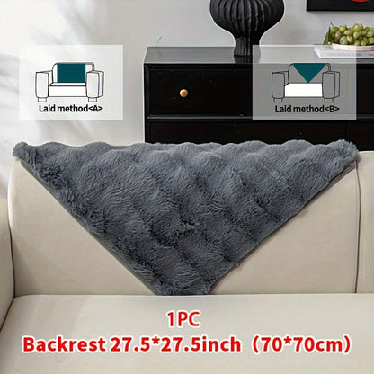 Faux Rabbit Plush Sofa Cover Winter Warm Thickened Anti-Slip Furniture Protector – Soft Pet-Friendly Couch Cover for Living Room Bedroom Office, 4 Colors
