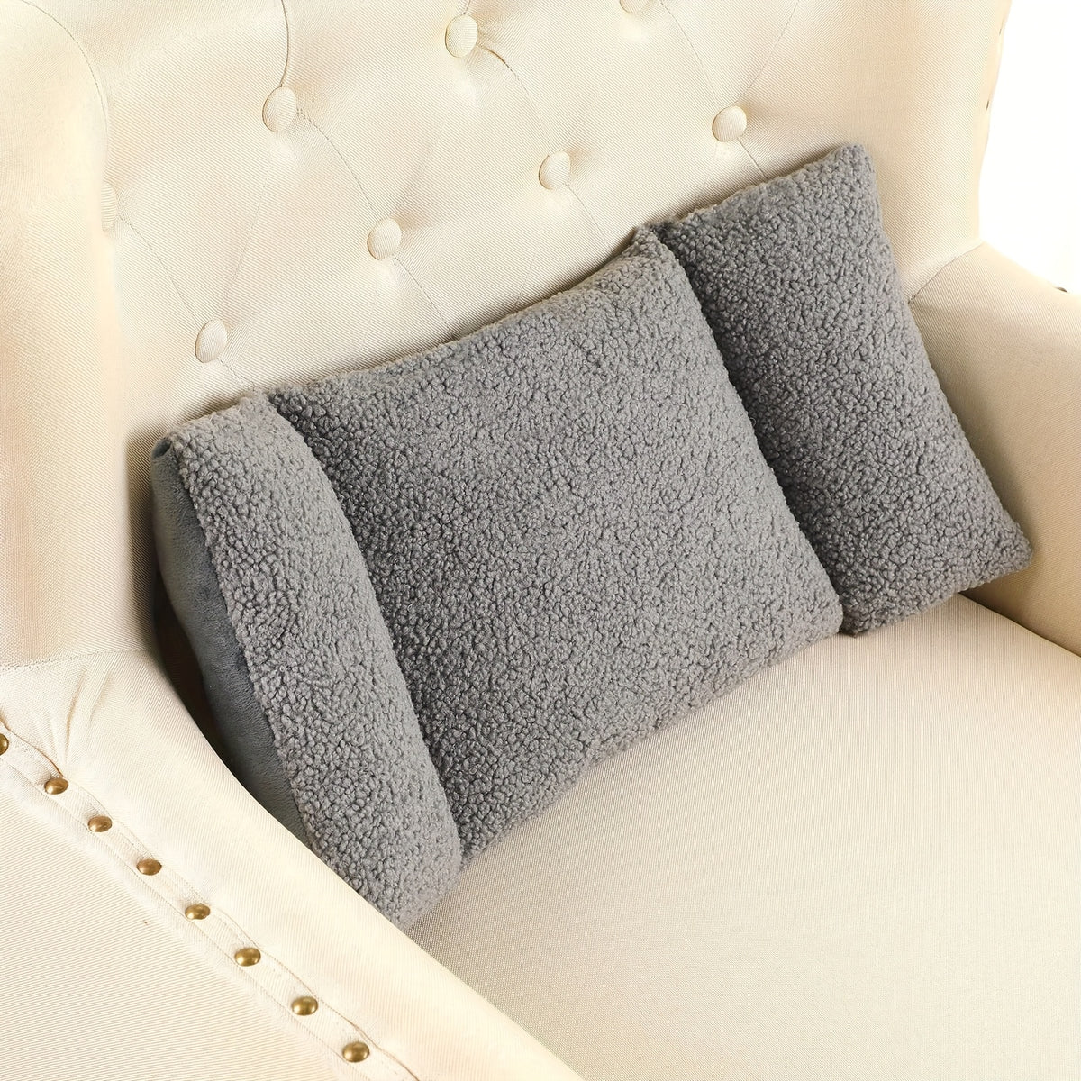 Lumbar Support Pillow for Office Chair - 3-Level Adjustable Backrest Cushion with Knot Design, Soft Polyester Fiber Waist Pillow for Desk Chair Sofa Car, Washable, Dark Gray Coffee Gray Blue Tan