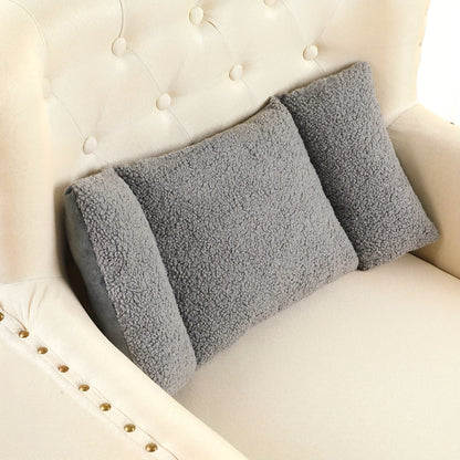 Lumbar Support Pillow for Office Chair - 3-Level Adjustable Backrest Cushion with Knot Design, Soft Polyester Fiber Waist Pillow for Desk Chair Sofa Car, Washable, Dark Gray Coffee Gray Blue Tan