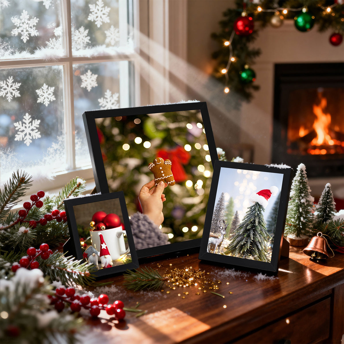 Gallery Wall Picture Frames Set 15pcs Collage Photo Frame Multi Size 8x10 5x7 4x6 Wall Mount or Tabletop Display Black Home Decor Family Photos