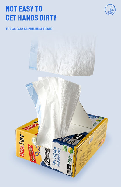 13 Gallon Trash Bags Drawstring – Odor Control Kitchen Garbage Bags with Lemon Mint Scent, Puncture & Tear Resistant, 33/78/150 Count Bulk Value Pack