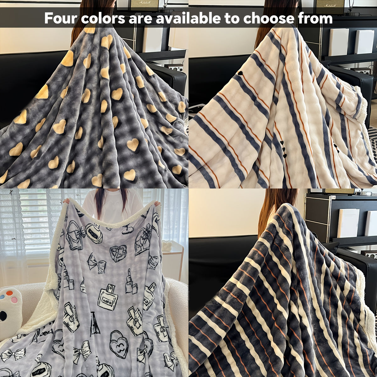 Checkered Pattern Throw Blanket Soft Cozy Fleece Blanket for Bed Sofa Multiple Sizes & Colors Lightweight Warm Blanket for Bedroom Dorm Living Room Home Decor Gift