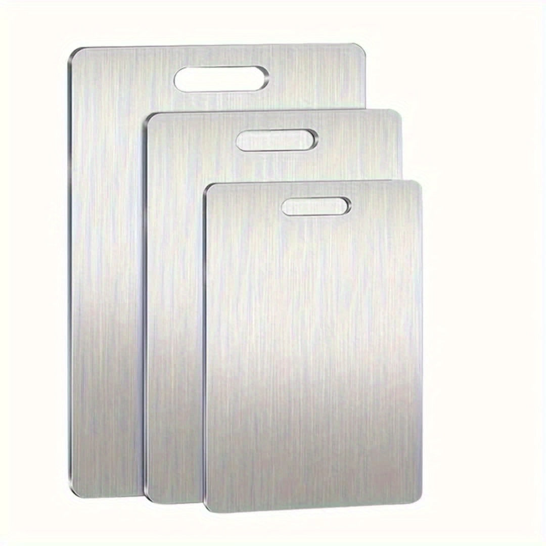 Stainless Steel Cutting Board Set of 3 - Rust-Resistant BPA-Free Dishwasher Safe Kitchen Prep Boards, Antibacterial Metal Chopping Board Set Small Medium Large for Meat Vegetables Fruits