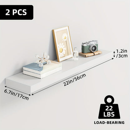Floating Shelves Wall Mounted Wood – Set of 2, 4 or 6, 15.7” / 19.7” / 22”, Heavy Duty 30 lb Capacity, Wooden Wall Shelf for Living Room, Kitchen, Bathroom & Bedroom, Brown Black White Walnut Gray
