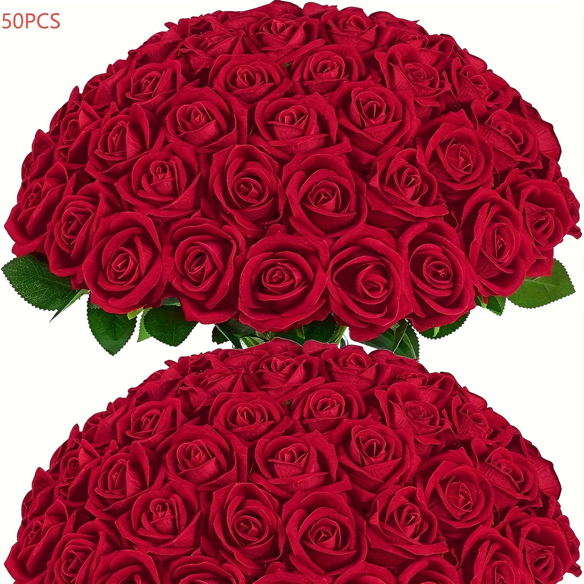 Artificial Roses Bulk with Long Stems Real Touch Velvet Fake Rose Flowers for Wedding Centerpieces, Bridal Bouquet, Valentine's Day, Mother's Day & Home Decor – 50 or 100 Pcs (Red, White, Pink, Black, Blue)