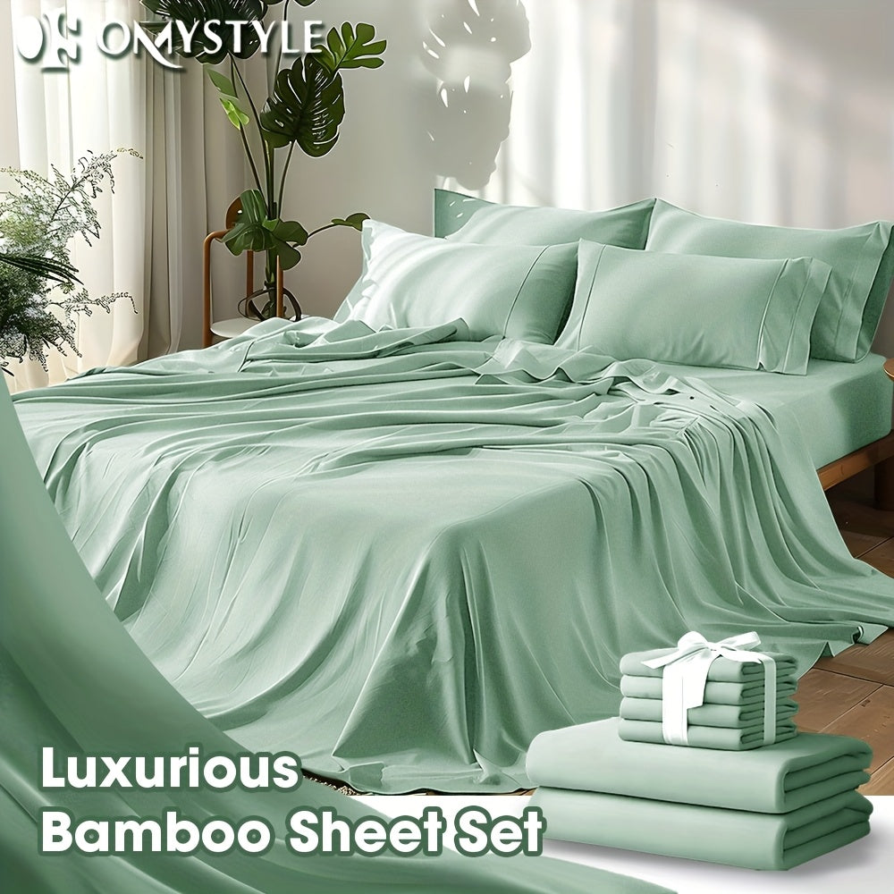 2000TC Bamboo Cooling Sheet Set Ultra Soft – 16 Inch Deep Pocket Fitted Sheet for Hot Sleepers, Shrink Fade Wrinkle Resistant Breathable Bedding | Twin Full Queen King | 11 Colors | Home Viaco