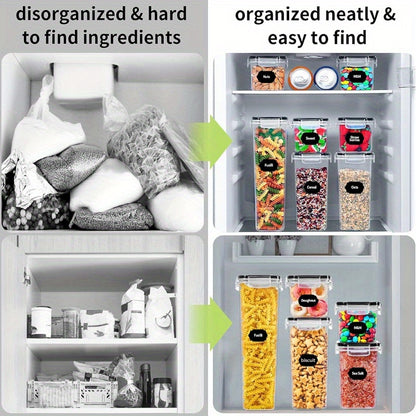 Airtight Food Storage Containers Set with Flip-Top Lids, Labels & Marker – BPA-Free Plastic Kitchen Pantry Organizer for Meal Prep, Travel & Outdoor Picnics (6 to 42 Jars + Lids)