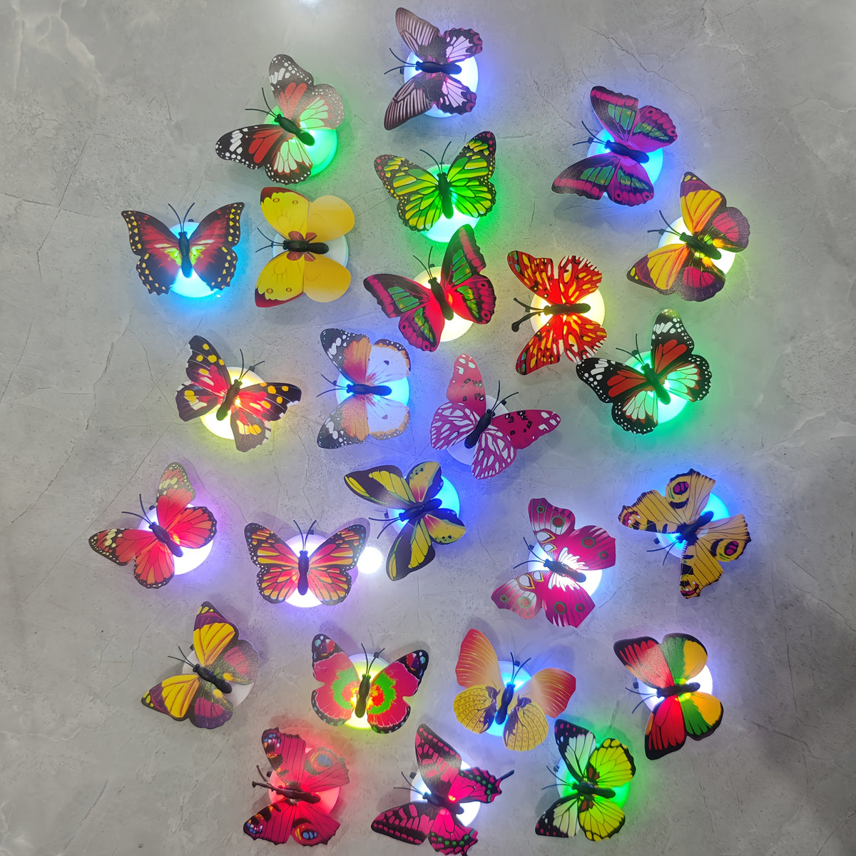 LED Butterfly Wall Decorations 30 Pcs 3D Butterfly Night Light Stickers for Bedroom Living Room Party Wedding Decor, Colorful Glowing Butterfly Wall Stickers Home Decor Gift, Random Color