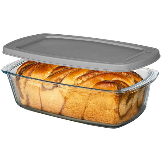 Glass Loaf Pan with Lid Large Capacity 1.9Qt – Microwave & Oven Safe Bread Baking Dish with Handle, Stackable Sealable Glass Baking Pan for Bread, Cakes & Food Storage, Kitchen Baking Supplies