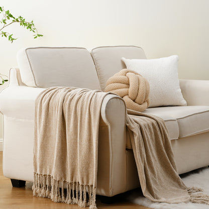 Boho Chenille Throw Blanket with Fringe 50x60 Inch – Soft Velvety Decorative Fringe Throw for Sofa Couch Bed Living Room Home Decor 17 Colors Cozy Gift for Women