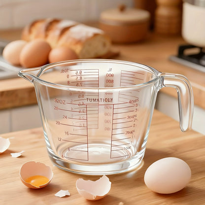 Glass Measuring Cups Set Tempered Glass with Ergonomic Handle Dishwasher Microwave Freezer Oven Safe – 11.83oz 16.91oz 33.81oz Transparent Kitchen Measuring Set 1 or 3 Piece