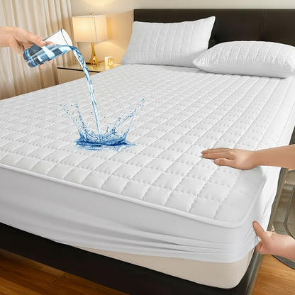 Waterproof Fitted Sheet Checkered Pattern Soft Breathable Mattress Protector - Lightweight Minimalist Bed Sheet for Twin Full Queen King - Pink Blue Green Khaki Black White Gray