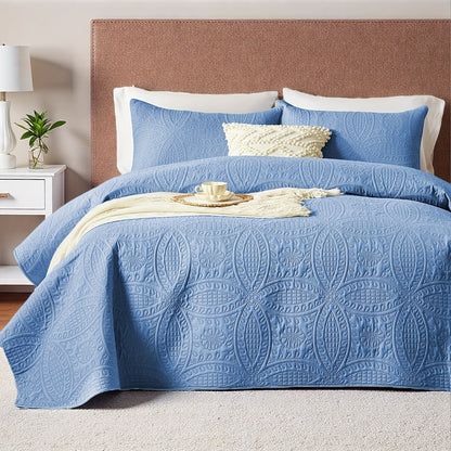 Coin Pattern Quilt Set 2/3 Piece – Lightweight Microfiber Bedspread Soft All-Season Coverlet with Pillow Cases, Twin Full Queen King, Modern Style Bedroom Comforter Set Multiple Colors & Random Color