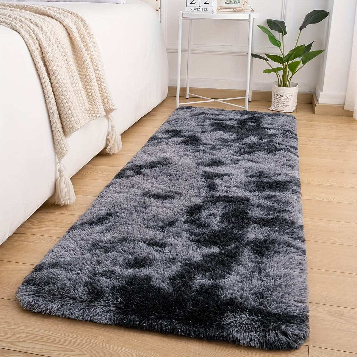 Fluffy Area Rug Non-Slip Soft Plush Carpet for Living Room Bedroom Kitchen Bathroom – Modern Home Decor Floor Mat Easy to Clean – Multiple Sizes & Colors Coffee Gray Black