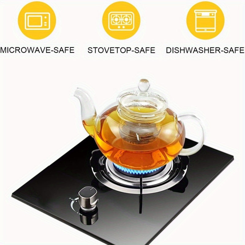 Glass Teapot with Infuser 1000ml – Borosilicate Glass Tea Pot with Detachable Filter for Loose Leaf & Flowering Tea, Gooseneck Spout, Microwave & Stovetop Safe, Optional 4-Cup Tea Set Gift Box