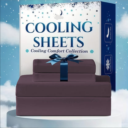 Cooling Bed Sheet Set 3 or 4 Piece Deep Pocket Fitted Sheet Flat Sheet Pillowcase Hotel Luxury Soft Wrinkle Free Twin Full Queen King Size 22 Colors
