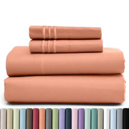 1800 Series Bed Sheets Set 4 Pieces – Brushed Microfiber Deep Pocket Sheet Set with Pillowcases, Cooling & Breathable Bedding for All Seasons, Fade Resistant, Fits Mattresses Up to 16 Inches