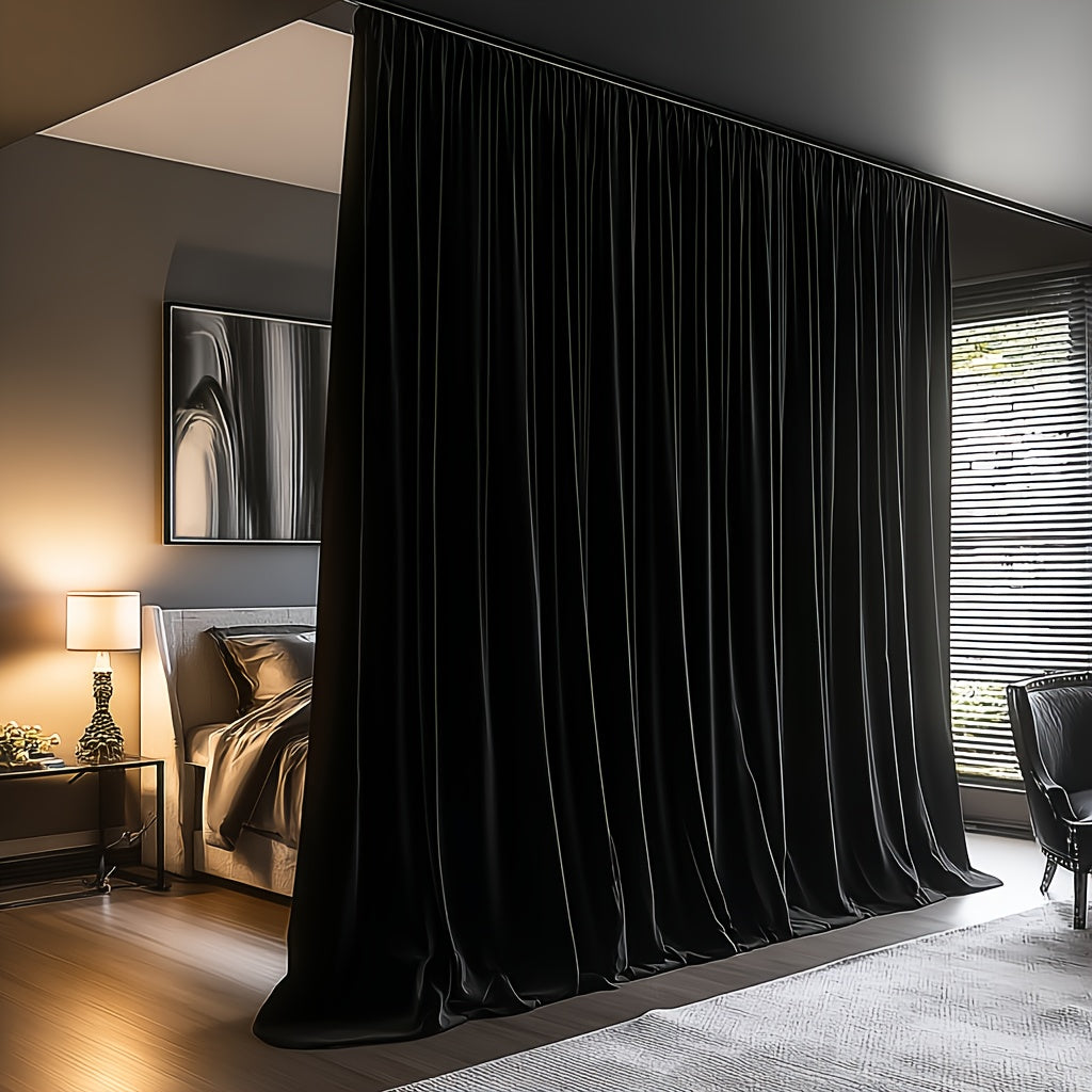 Blackout Room Divider Curtains Ceiling Track - Floor to Ceiling Curtain Panel with Rod Pocket & Hook, 100% Polyester Thermal Insulated Privacy Curtain for Bedroom Living Room Closet Patio