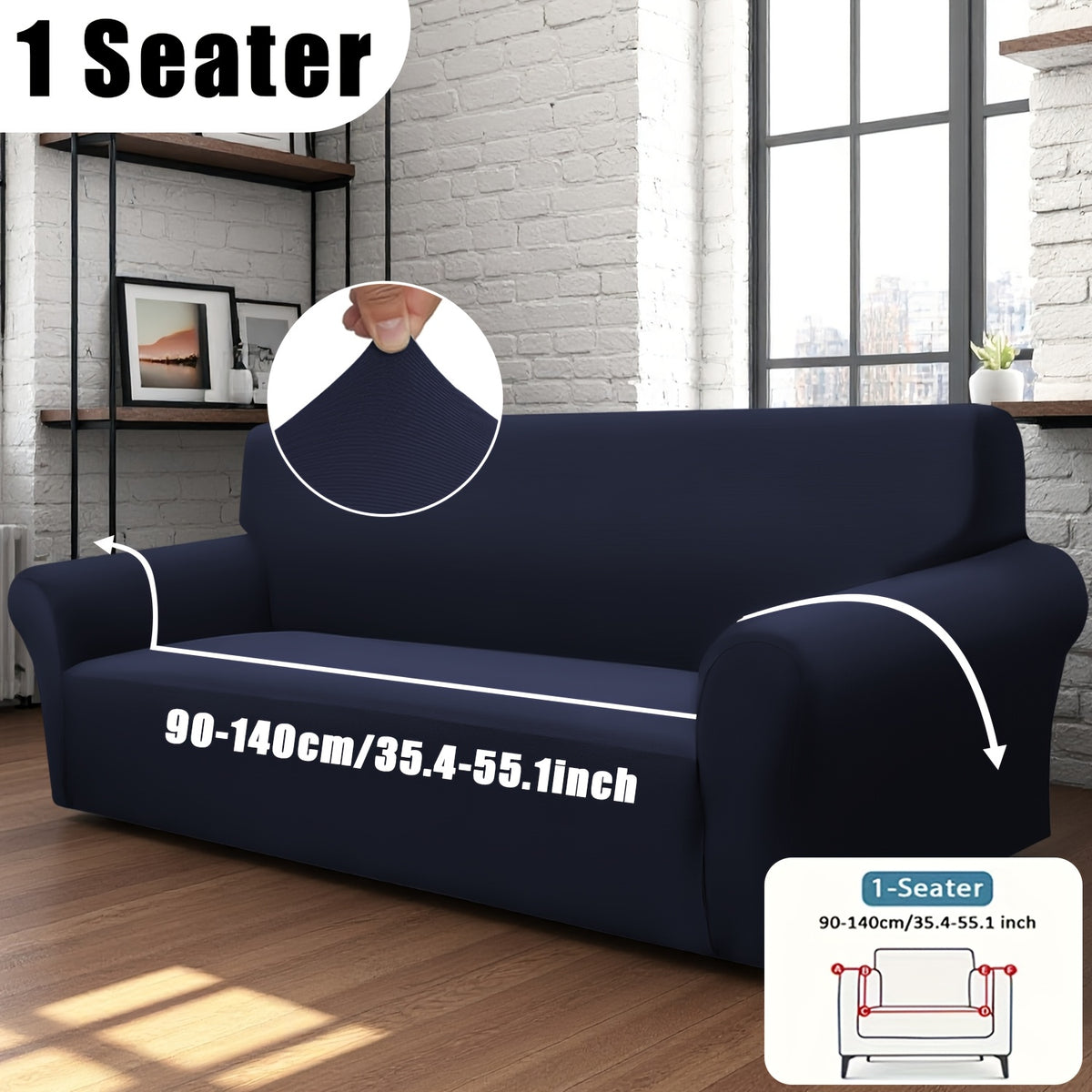 Stretch Sofa Cover with Elastic Band – Milk Fiber Slipcover, Machine Washable, Fits 1 to 4-Seater Sofas & Armchairs, Red Gray Blue Black Coffee