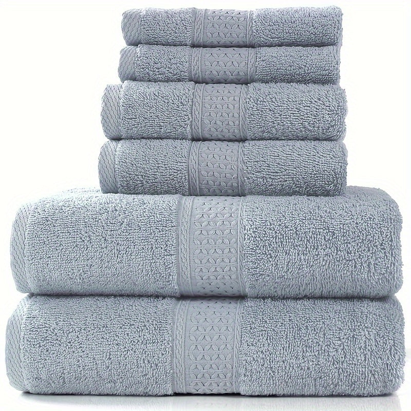 100% Cotton Bath Towel Set 3 or 6 Piece, Ultra Soft Highly Absorbent Knit Towels for Bathroom, Hotel Quality Bath Towels for Home Shower Spa Sauna, 360GSM Thick Towel Set in Grey Blue White