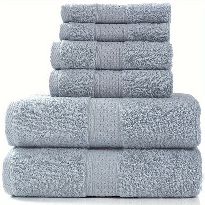 100% Cotton Bath Towel Set 3 or 6 Piece, Ultra Soft Highly Absorbent Knit Towels for Bathroom, Hotel Quality Bath Towels for Home Shower Spa Sauna, 360GSM Thick Towel Set in Grey Blue White