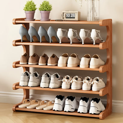 Widened Reinforced Bamboo Shoe Rack 3/5/6 Tier – Multi-Layer Shoe Organizer with Independent Sorting, Space-Saving Design for Entryway, Living Room, Bedroom & Garage