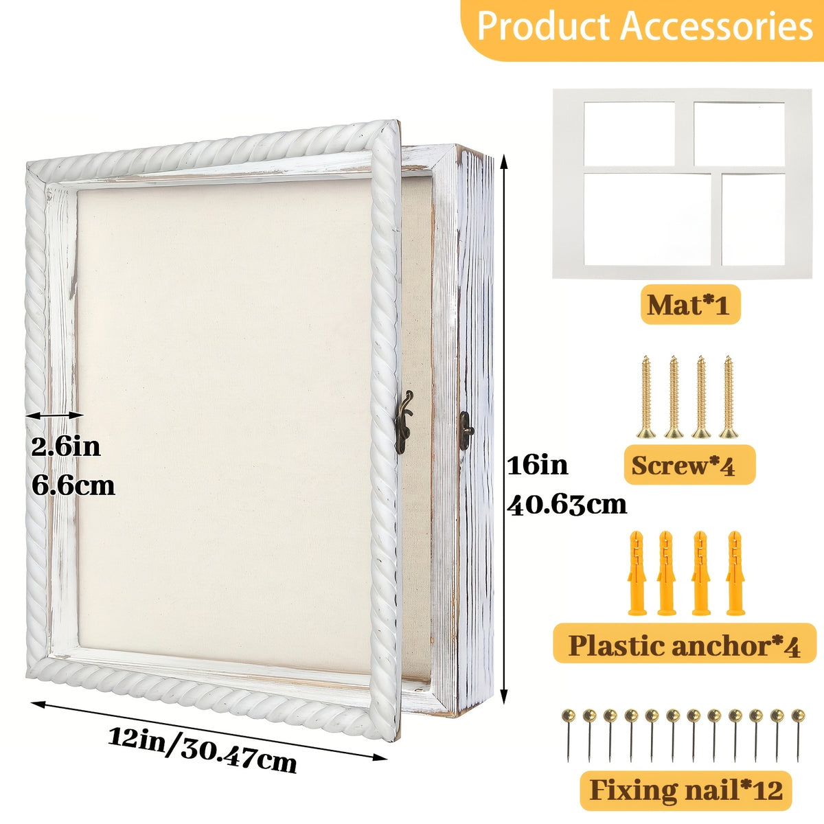Shadow Box Frame with Linen Back 11x14 12x16, Large Rustic Memory Display Case with 4 Removable Shelves for Flowers Pictures Championship Rings Medals Coins Pins Collection Home Decor Wall Display