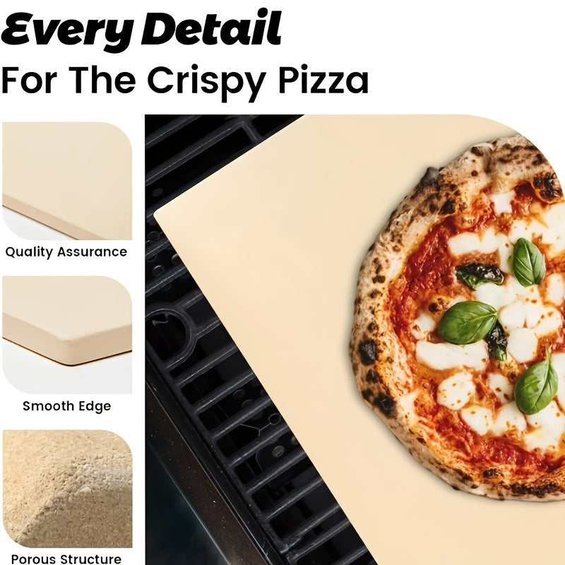Pizza Stone for Oven and Grill – Heavy Duty Cordierite Baking Stone, Thermal Shock Resistant, 15 x 11.8 Inch Rectangular & 15 Inch Round, 4.5 Lbs, Perfect for Crispy Pizza, Artisan Bread & Holiday Baking