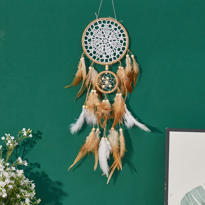 Dream Catcher 5 Pack Large Handmade Boho Wall Decor with Moon & Sun Design – Camel Feather Wall Hanging for Bedroom, Nursery & Living Room – Perfect Christmas & Thanksgiving Gift