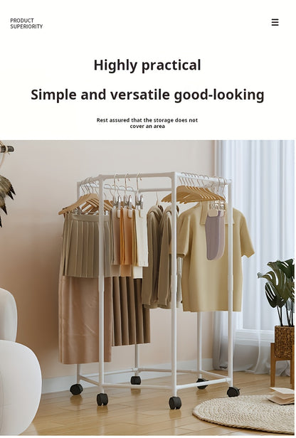 Rotating Clothes Rack Hexagonal – Freestanding 360° Rotary Vertical Clothing Hanging Rack for Laundry Room Bedroom, Space Saving Garment Organizer for Small Apartment, Black or White with Optional Mesh Bag
