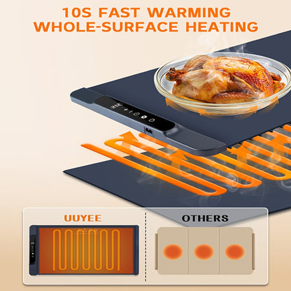 Electric Food Warming Pad Silicone 3-Temperature Settings 6-Hour Timer – Foldable Food Warming Tray with Full Surface Rapid Heating for Buffet Party Kitchen Countertop, Keep Food Warm Mat