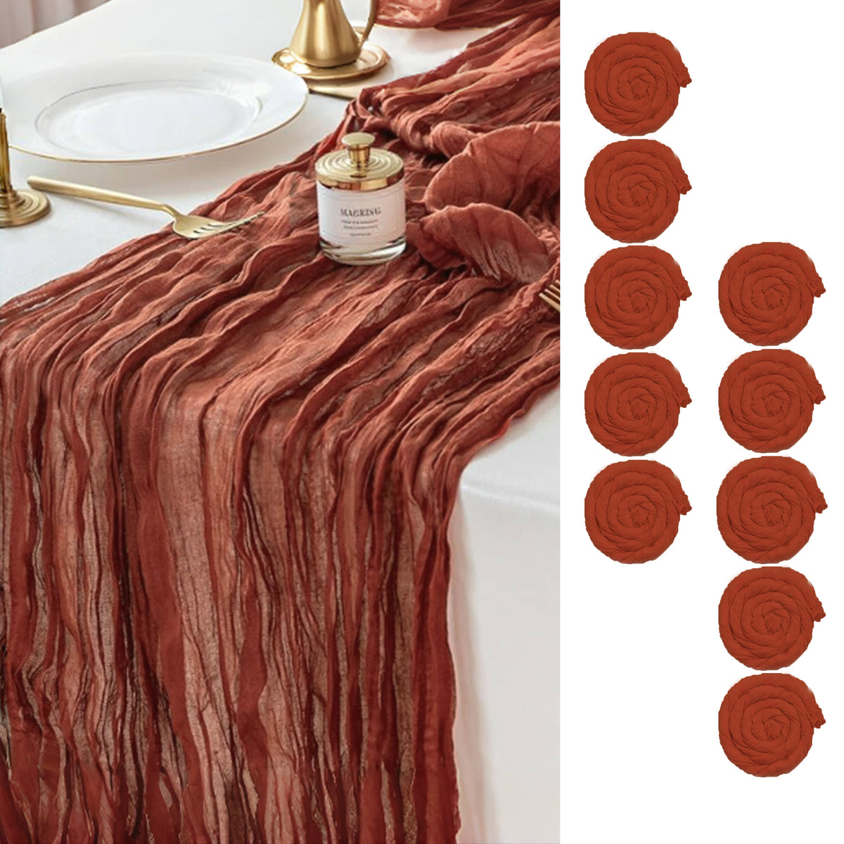 Cheesecloth Table Runner 21.7x120 Inch Sheer Gauze Boho Table Decor for Wedding Reception Bridal Shower Birthday Party Graduation Outdoor Events – Rustic Rectangular Runner in 15 Colors