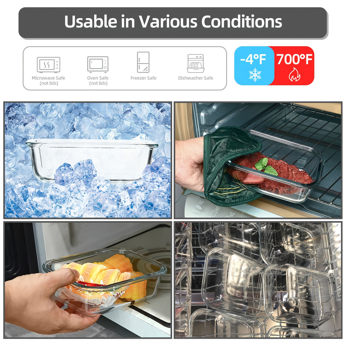 Glass Food Storage Containers 24 Piece Set – Borosilicate Glass Meal Prep Containers with Airtight Lids, Microwave & Dishwasher Safe, Multi-Size for Kitchen Food Storage, Lunch & Leftovers