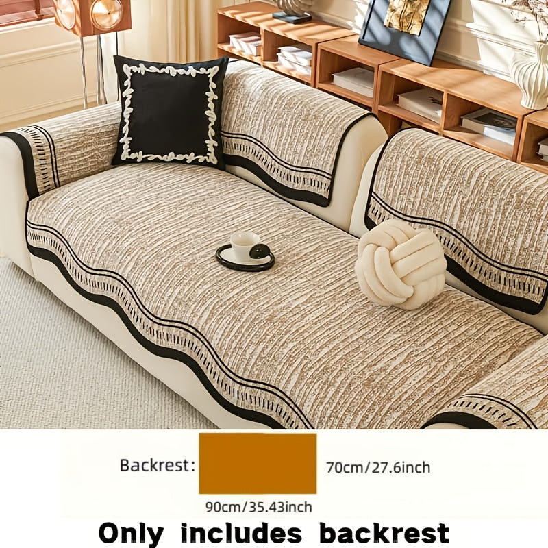 Chenille Sofa Cover Cushion 2 3 4 Seater Non-Slip Anti-Scratch Couch Protector, Premium Minimalist Sofa Slipcover All Season Universal Fit for Living Room Bedroom, Black Grey Beige Coffee