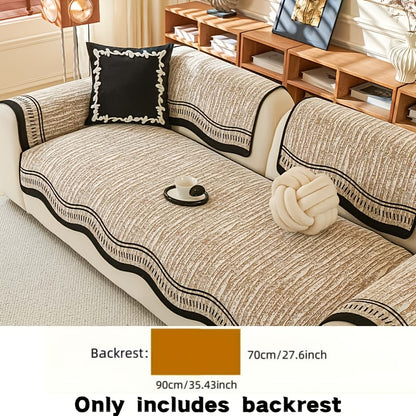 Chenille Sofa Cover Cushion 2 3 4 Seater Non-Slip Anti-Scratch Couch Protector, Premium Minimalist Sofa Slipcover All Season Universal Fit for Living Room Bedroom, Black Grey Beige Coffee