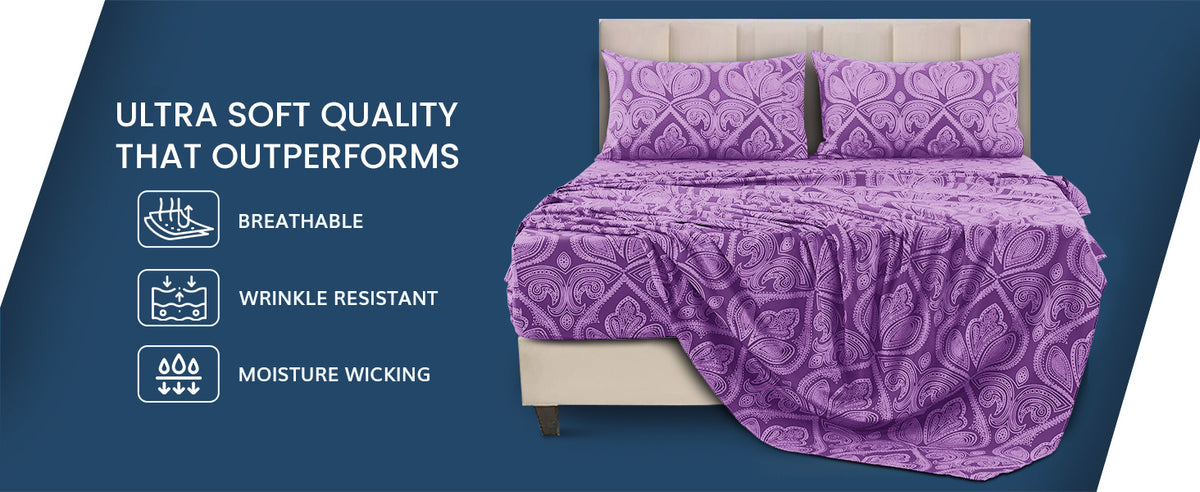 Deep Pocket Fitted Sheet Set 4-Piece Microfiber Soft Brushed Polyester Wrinkle Free Bed Sheets 10 Colors Twin Full Queen King California King