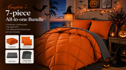 7-Piece Comforter Set Bed in a Bag - Soft Microfiber Down Alternative Comforter with Sheets Pillow Shams All Season Bedding Set Full Queen King, Multiple Colors