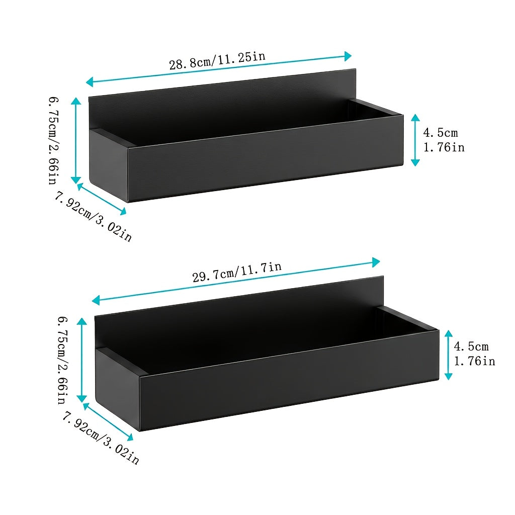 Magnetic Fridge Organizer Shelf Set - Movable Metal Refrigerator Storage Rack, Multi-Purpose Magnetic Spice Shelf for Kitchen & Bathroom, Space-Saving Side Wall Organizer, Black White 2pcs 4pcs