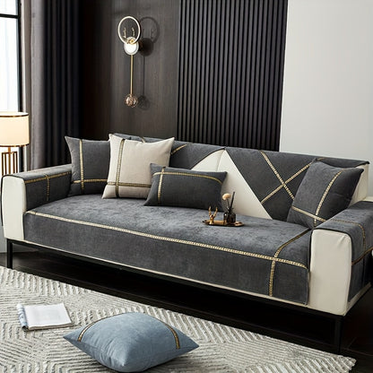 Chenille Sofa Cover Pet-Friendly All-Season Slipcover Furniture Protector for Living Room Bedroom Office - Fits Single 2 3 4 Seater Sofa - Blue-Green Deep Gray Off White Light Gray