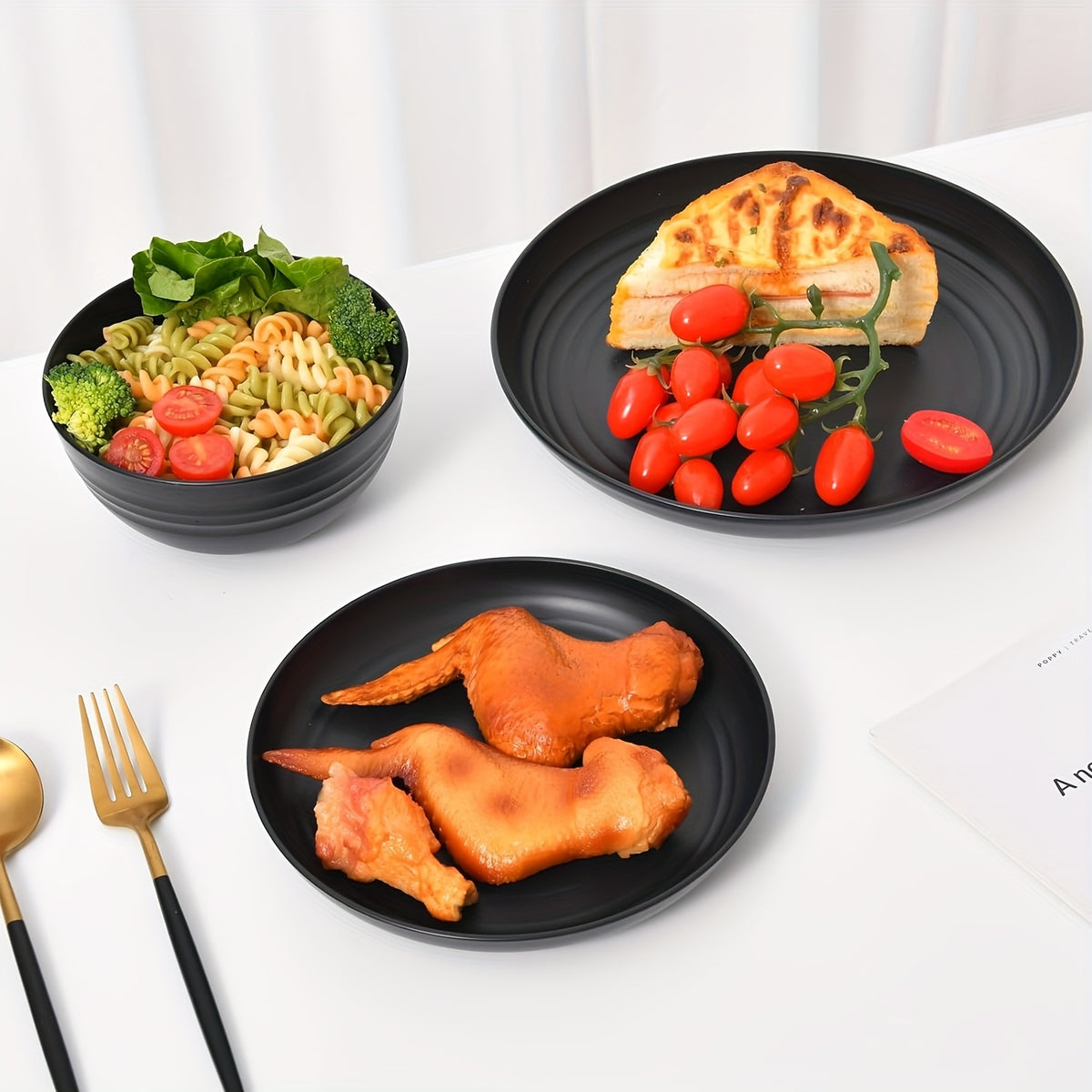 Wheat Straw Dish Set for 4 or 8 – 16 or 32 Piece Unbreakable Dinnerware Set with Dinner Plate, Dessert Plate, Cereal Bowl & Cup, Dishwasher Safe Lightweight Tableware for Camping, Everyday Use & Gifts