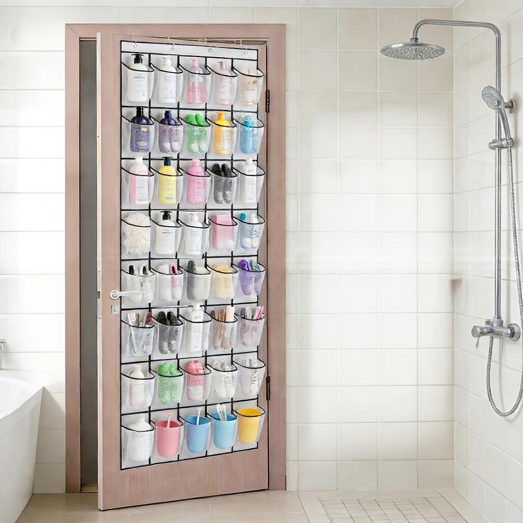 Over the Door Shoe Organizer Large Mesh Pocket Hanging Shoe Rack – 28/40 Slot Behind Door Storage for Closet Dorm Bathroom Bedroom, Nonslip Hook
