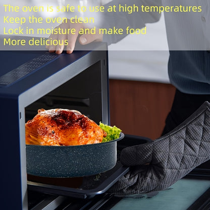 Granite Enamel Roasting Pan with Lid, Nonstick Carbon Steel Turkey Roaster for Oven, Large Bakeware for Chicken Roasting Soup Stew, Available in 13 and 16 Inch in Red Black and Blue