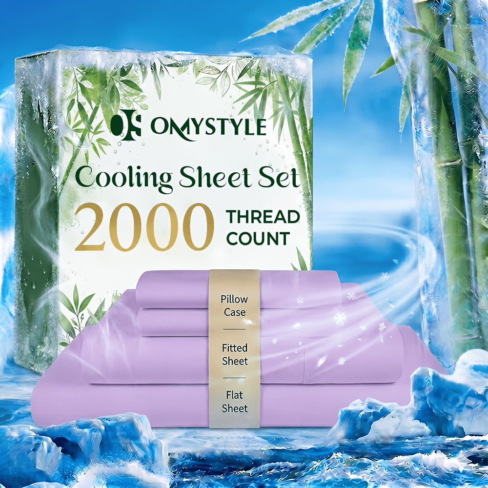 Bamboo Cooling Bed Sheet Set Twin Full Queen King - Breathable Moisture-Wicking Soft Sheets for Hot Sleepers, 4-Piece with Fitted Sheet Flat Sheet Pillowcases, 9 Colors