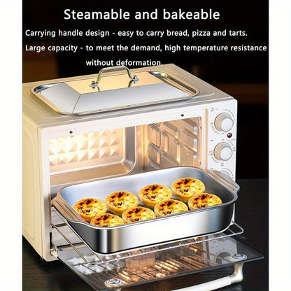 Stainless Steel Baking Pans with Lids – Extra Large Non-Stick Rectangular Oven Trays for BBQ Buffet Catering, Heavy Duty Roasting Pan Set with Grill Ridges & Handles, 2 4 6 8 Pcs