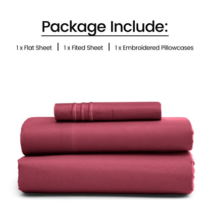 1800 Series Bed Sheets Set 4 Pieces – Brushed Microfiber Deep Pocket Sheet Set with Pillowcases, Cooling & Breathable Bedding for All Seasons, Fade Resistant, Fits Mattresses Up to 16 Inches