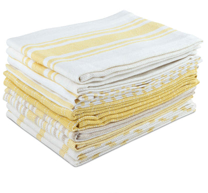 100% Cotton Kitchen Towels 10 Pack – Flat Weave Absorbent Dish Towels in Assorted Colors, Reusable Cloth Towels for Cooking, Cleaning & Drying Hands – Holiday & Everyday Kitchen Essential