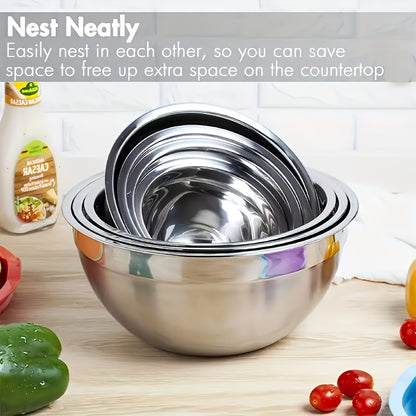 Nesting Stainless Steel Mixing Bowls with Sealed Lids 7pcs Set 0.7 to 4.5Qt Rust Proof Dishwasher Safe Stackable Bowls for Cooking Baking Salad Serving