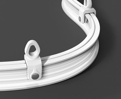 Flexible Curtain Rail Track Ceiling Mount, Bendable PVC Curtain Rod for Bay Window Bathroom Curved Walls, Easy Trim to Fit, White Glossy Finish, Modern Home Decor Curtain Accessories, No Tools Needed