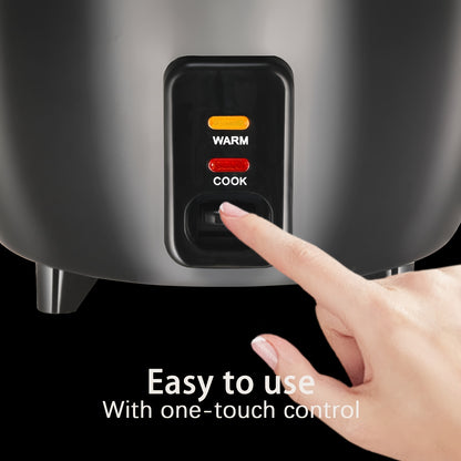 Rice Cooker 6-Cup Non-Stick Multicooker with Auto Keep Warm, One-Touch Operation Electric Grain Cooker with Removable Pot, Steamer Yogurt Maker Oatmeal Cooker, Stainless Steel Inner Liner, 1.5Qt Compact, Black