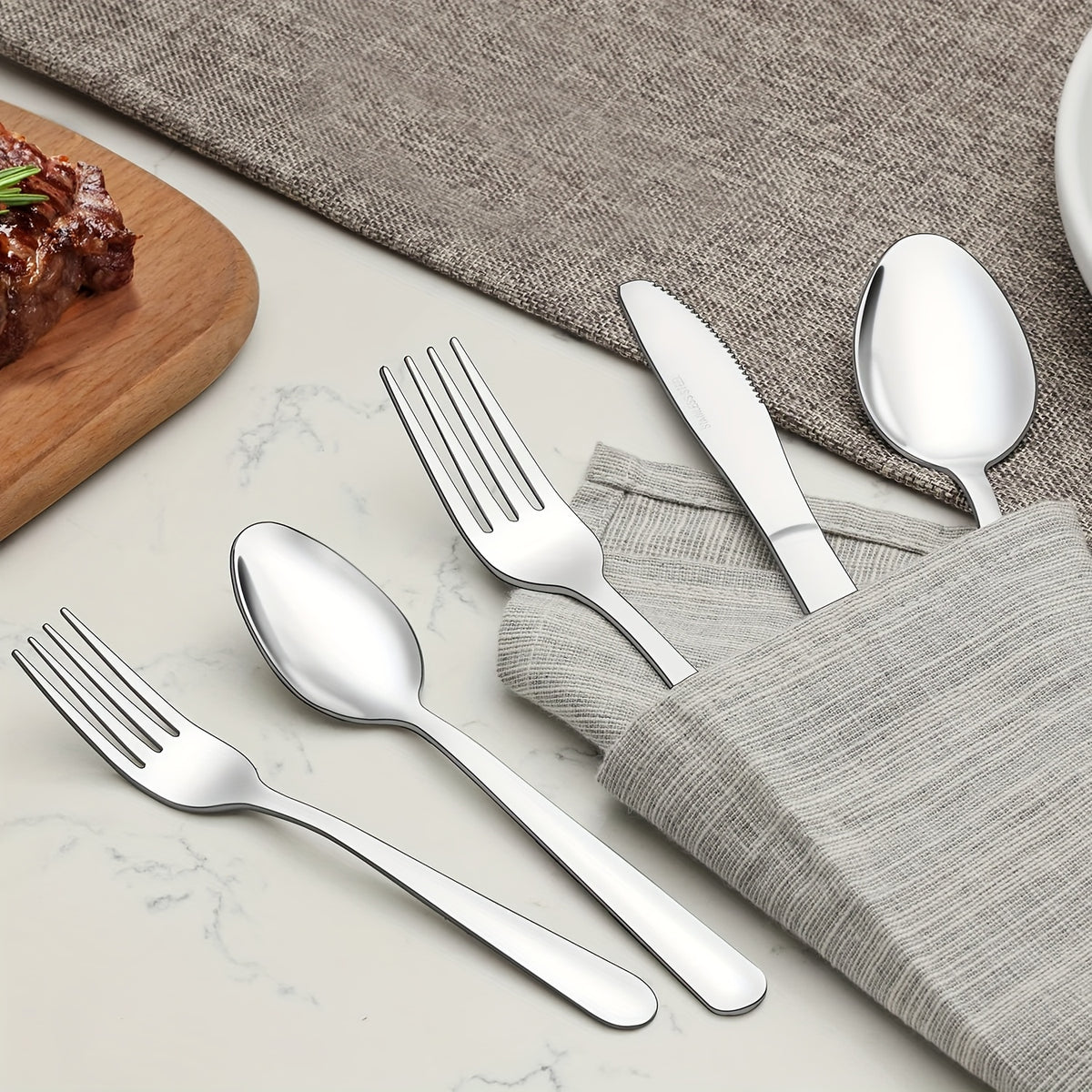 Stainless Steel Silverware Set 60 & 90 Piece – Flatware Cutlery Set for 12 or 18, Includes Steak Knives, Salad Forks & Dessert Spoons, Gift Box, Dishwasher Safe